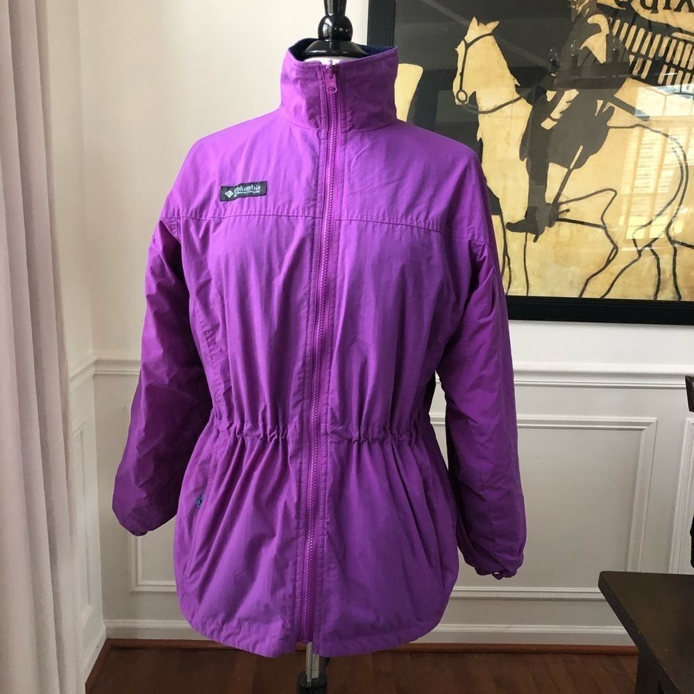 Vintage Columbia Bright Purple Nylon Fleece Coat M